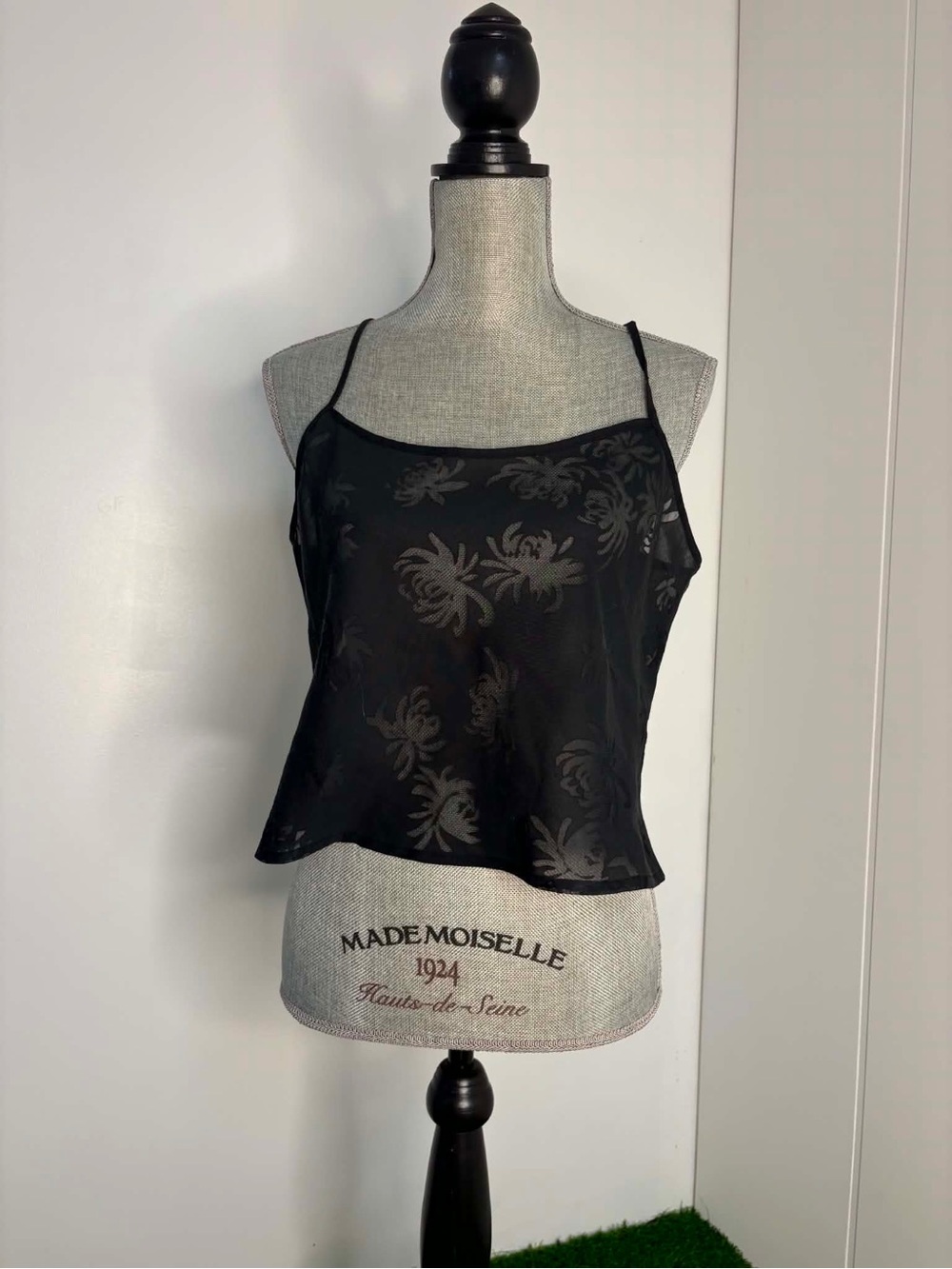 Calvin Klein Black Floral Sheer Camisole Tank
